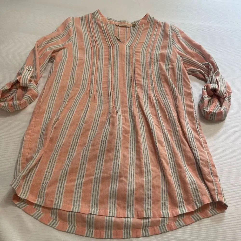 Soft Surroundings Stripe Tunic Top Blouse Size XS
